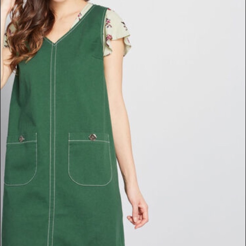 Modcloth One More Thing Jumper Green Dress Retro - Picture 2 of 8